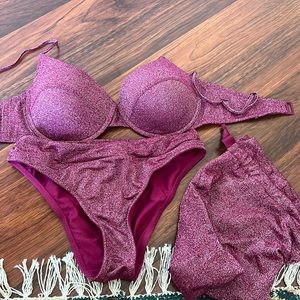 Triangl sparkly purple swimsuit! Size Small++ top (fits me, 34DD) & M bottoms